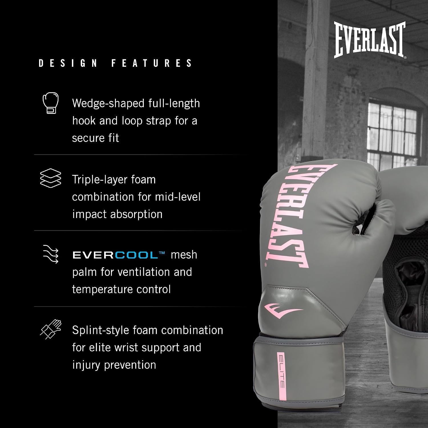 image:imageEverlast Elite 2 Boxing GlovesGreyPink