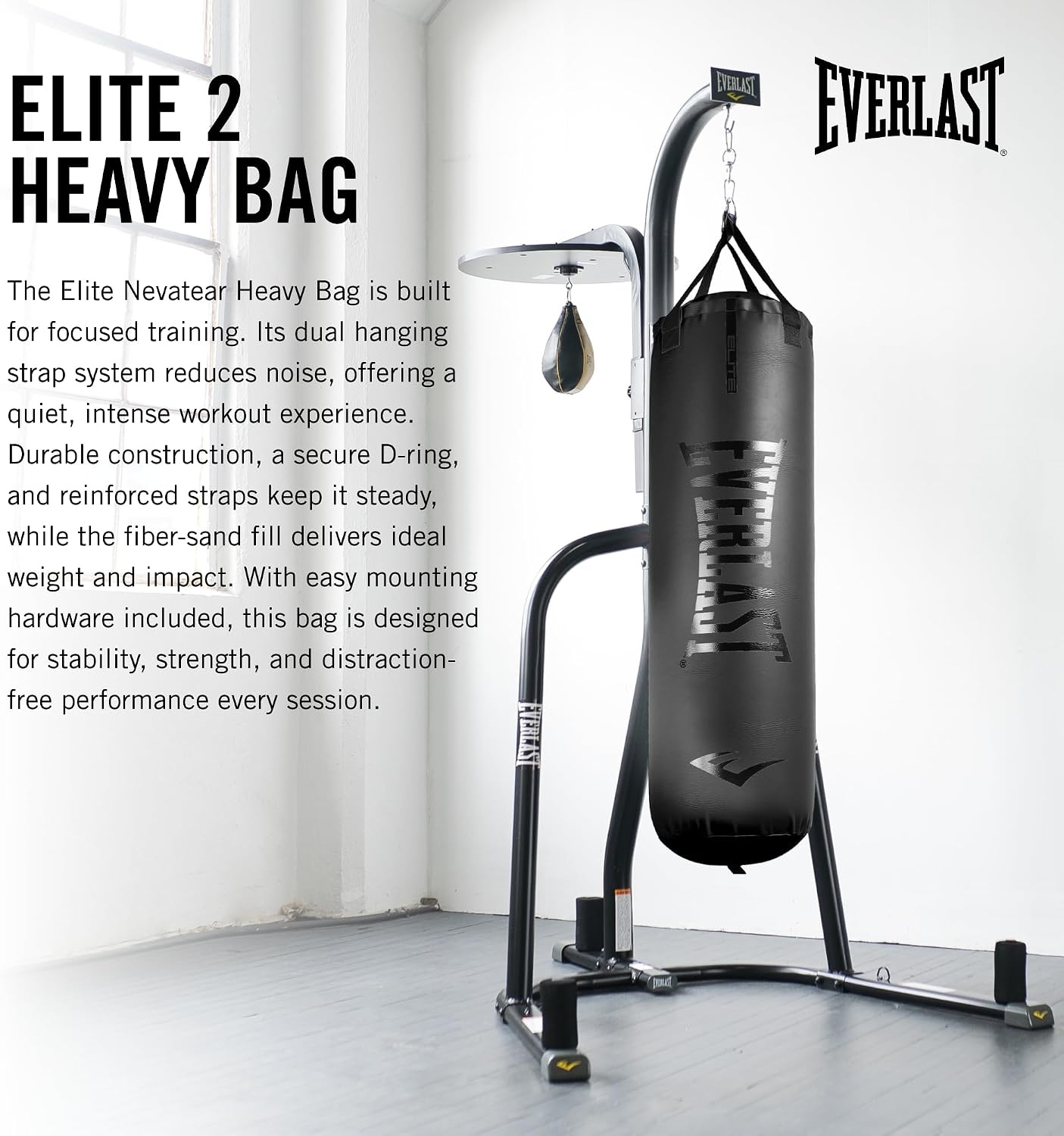 image:imageEverlast Elite Punching Bag Durable Boxing MMA Adults Muay ThaiBlack with Hanger