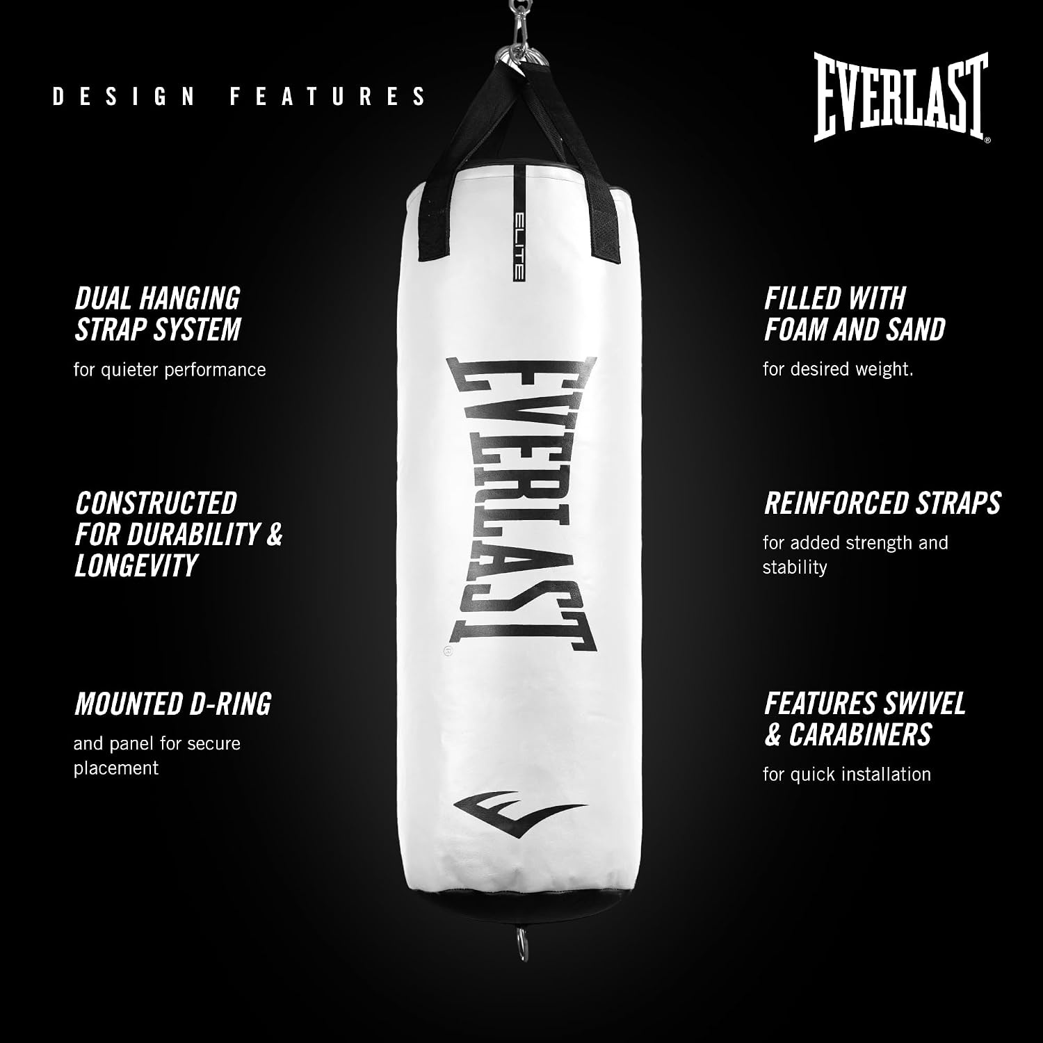 image:imageEverlast Elite Punching Bag Durable Boxing MMA Adults Muay ThaiWhite Bag Only